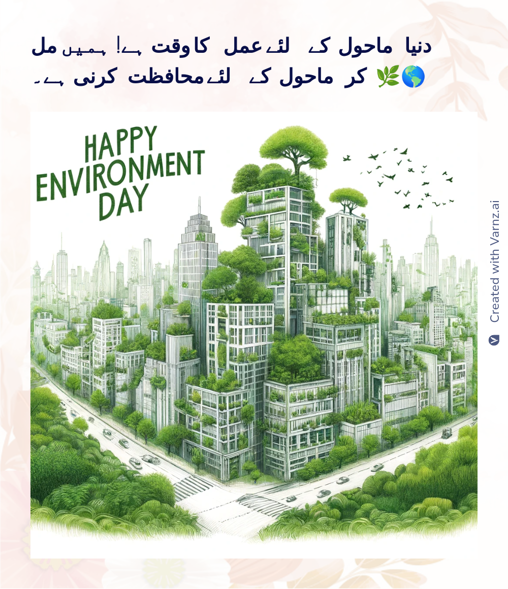happy world environment day card in urdu