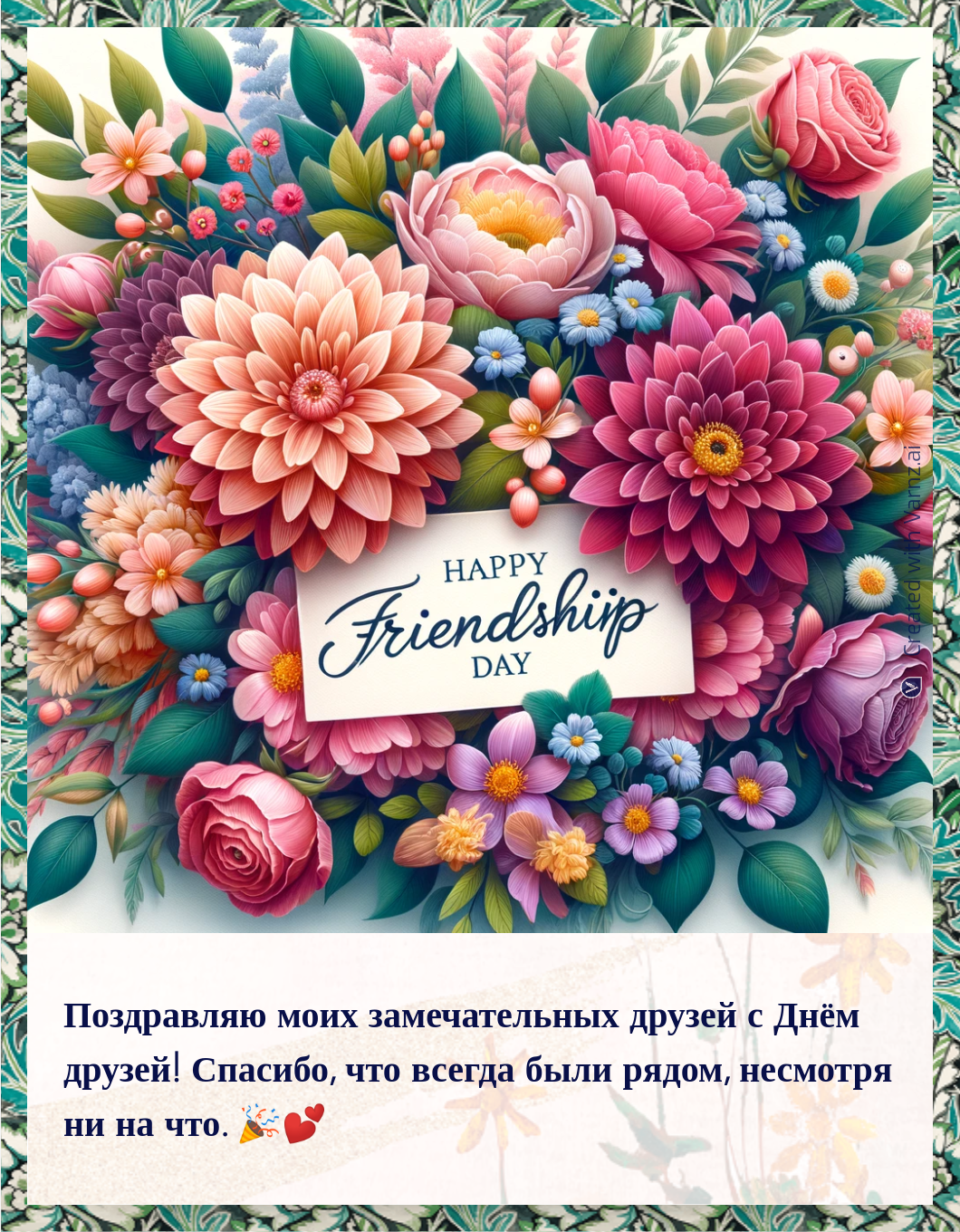 happy friendship day greeting card in russian