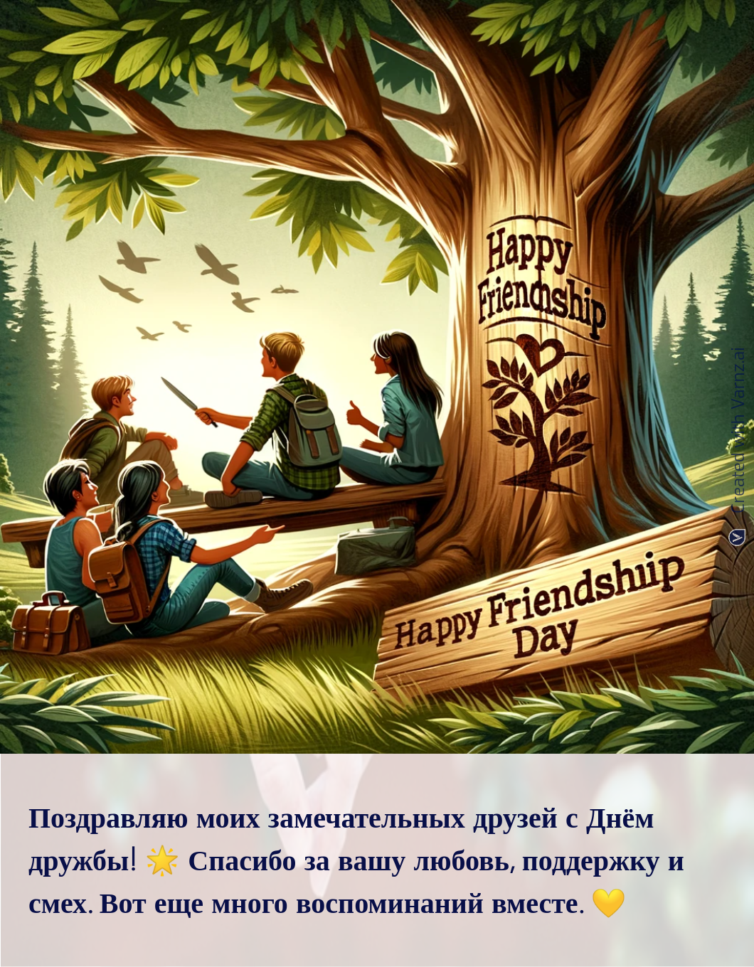 happy friendship day greeting card in russian