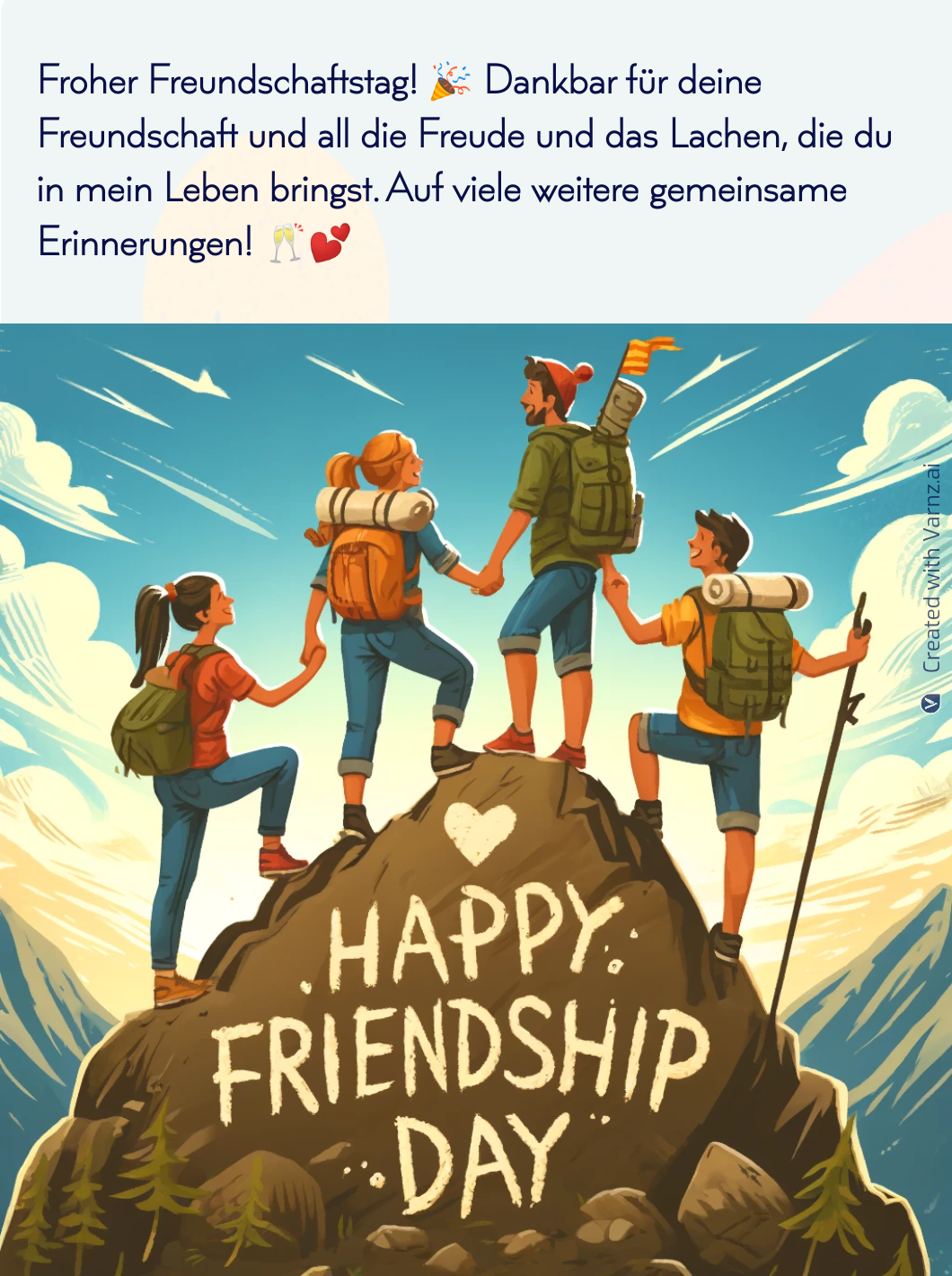 happy friendship day greeting card in german