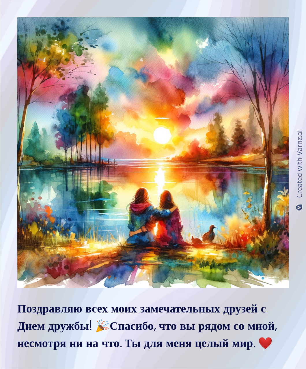 happy friendship day greeting card in russian