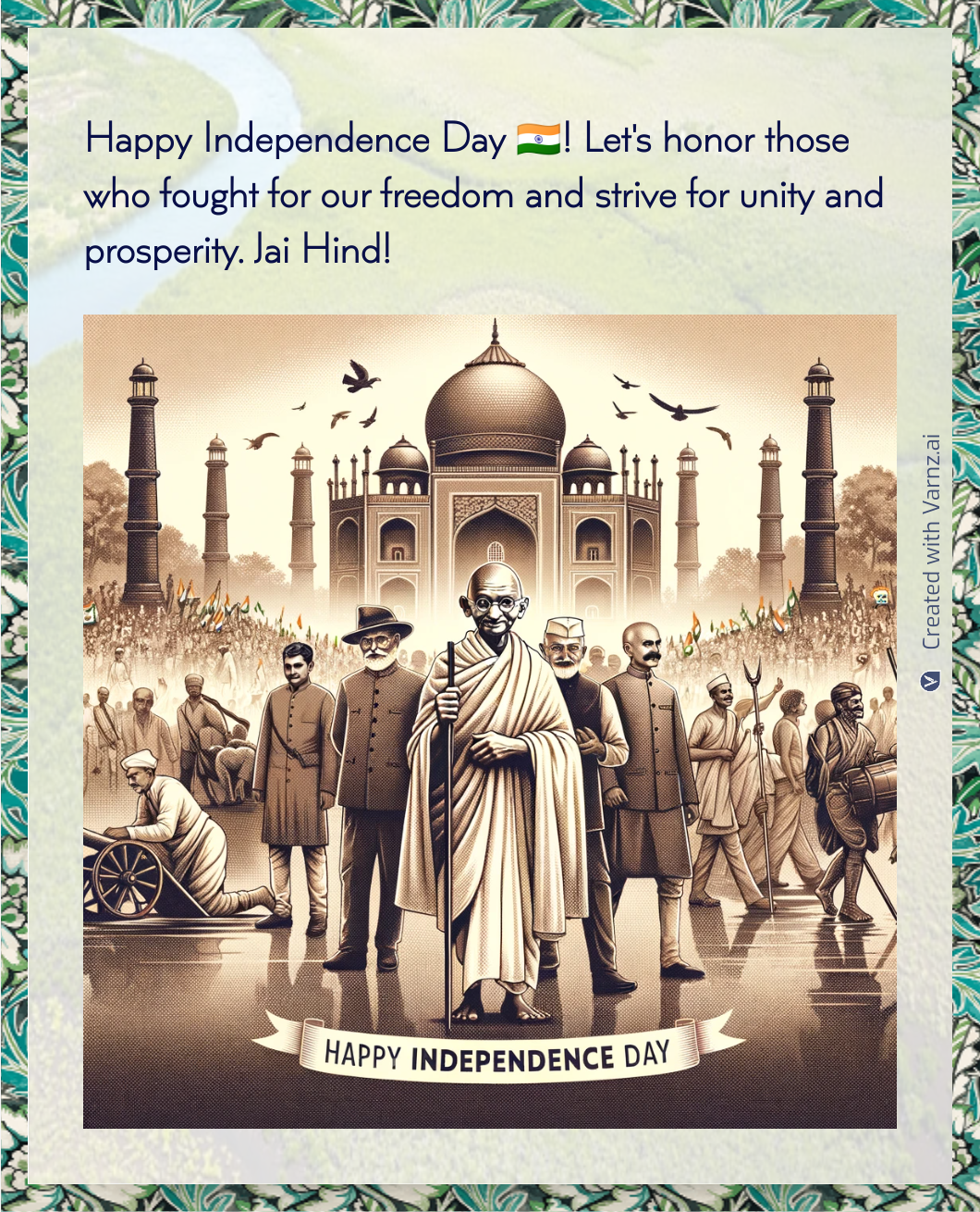 happy indian independence day greeting card