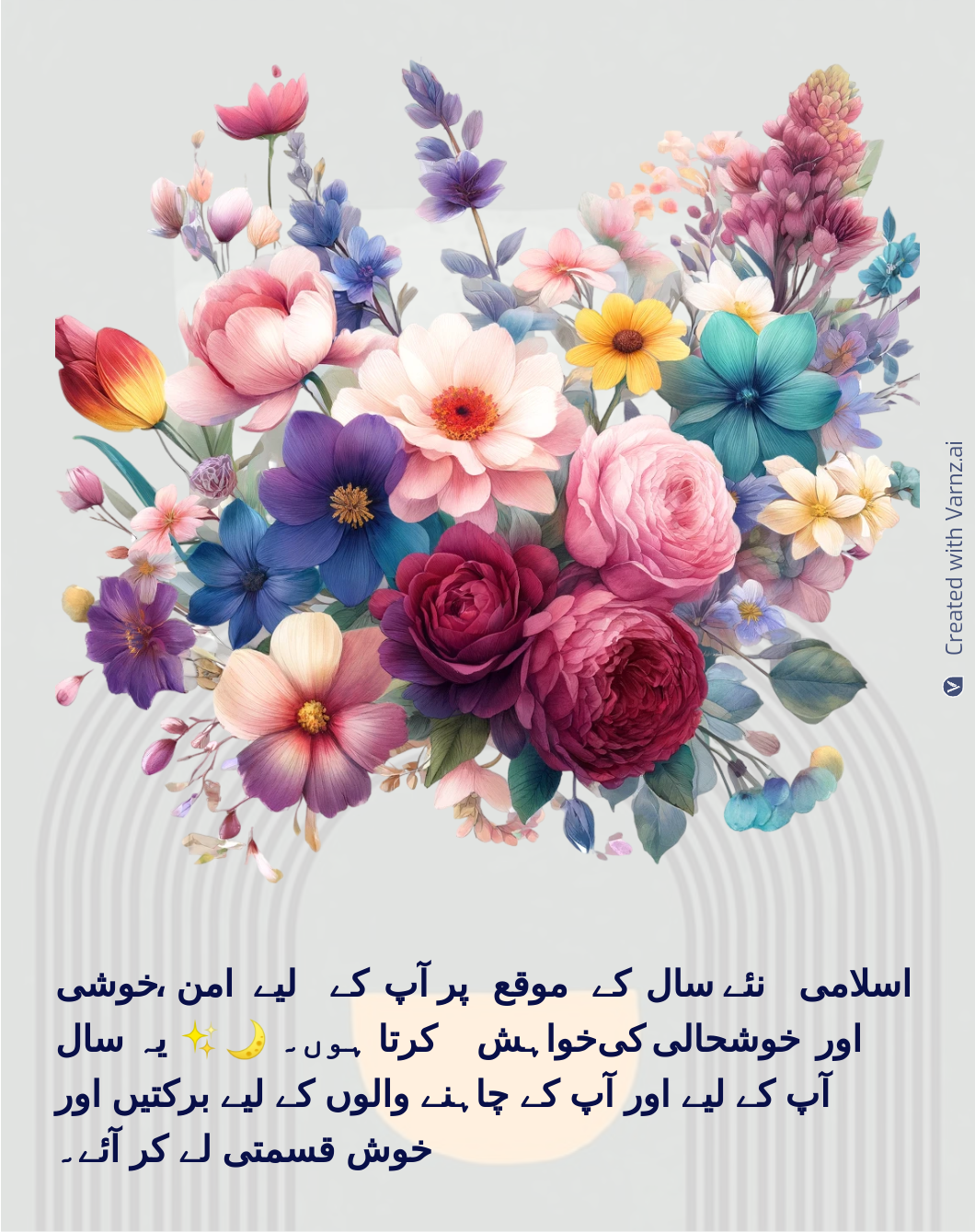 Islamic new year greeting card in Urdu