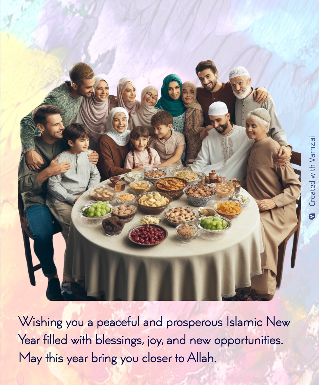 Islamic new year greeting card In English
