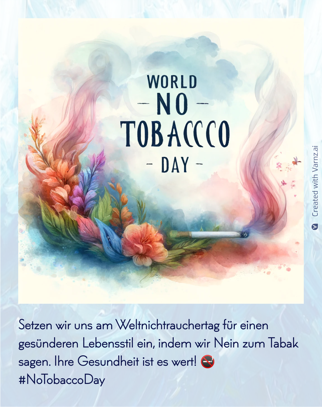 world no tobacco greeting card in german