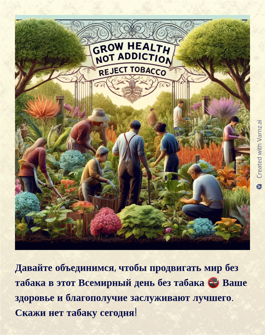 world no tobacco greeting card in russian