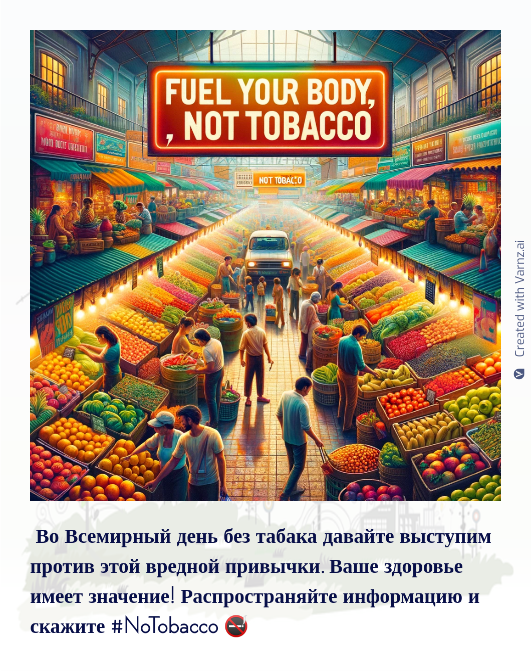 world no tobacco greeting card in russian