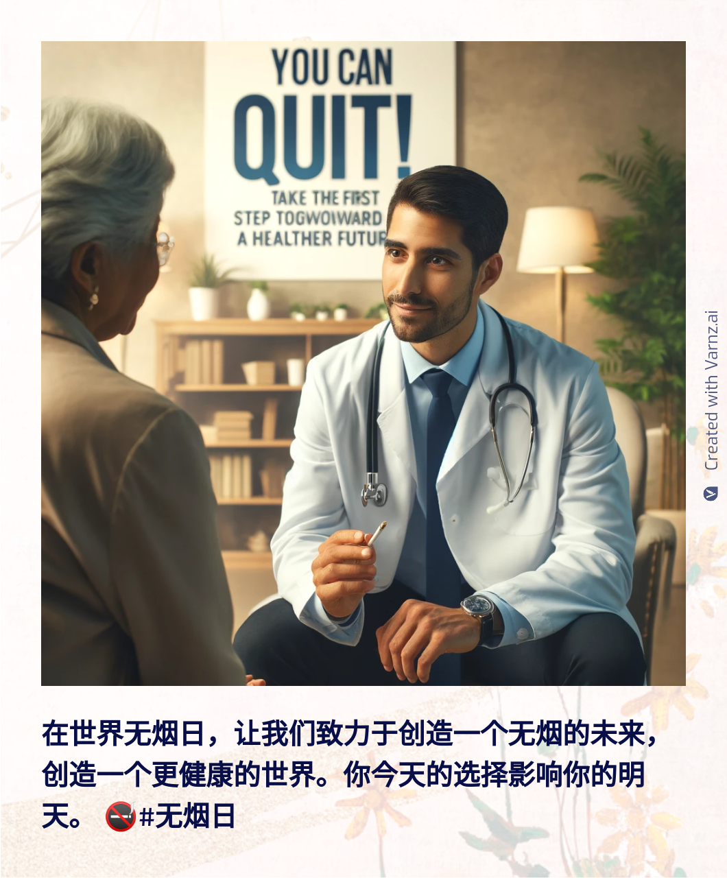 world no tobacco greeting card in chinese