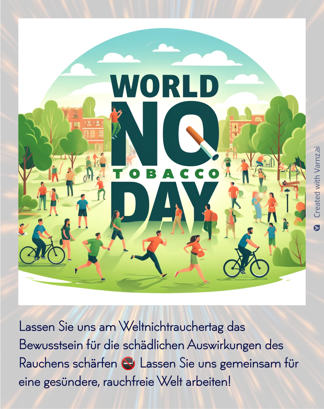 world no tobacco greeting card in german