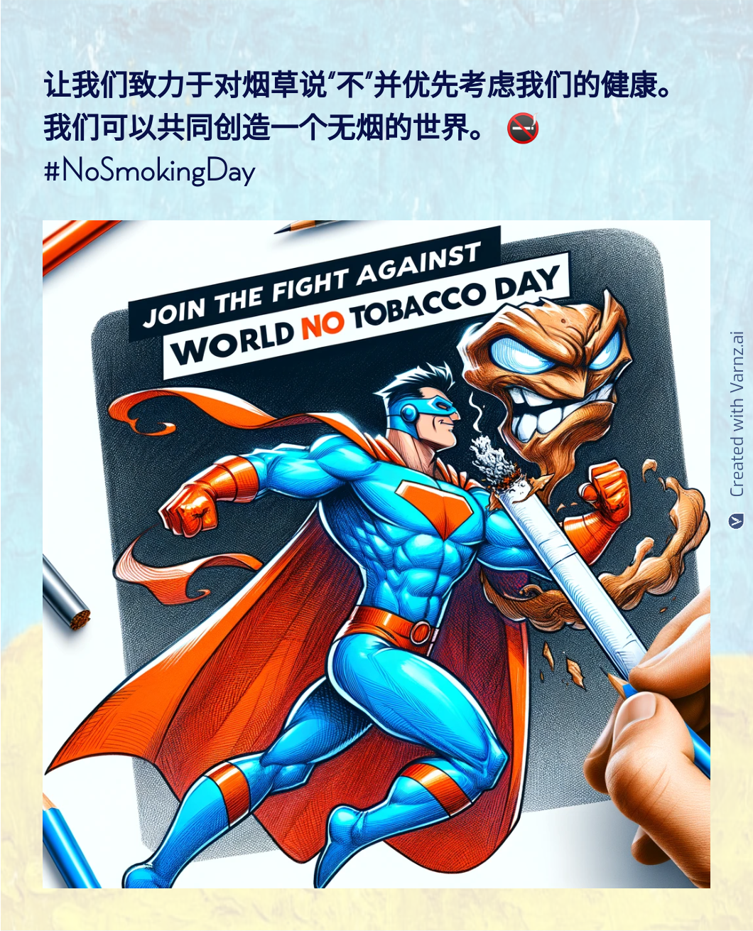 world no tobacco greeting card in chinese