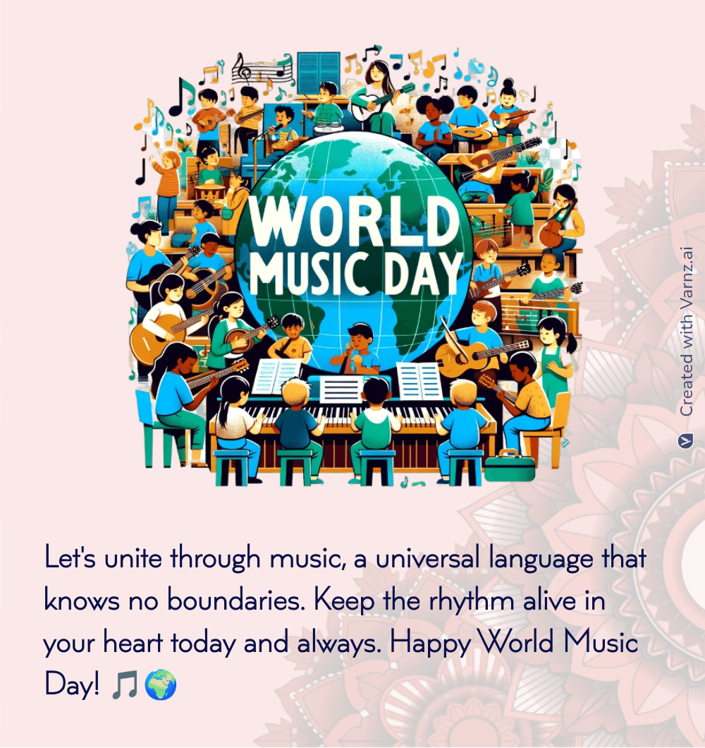 happy world music day greeting card
