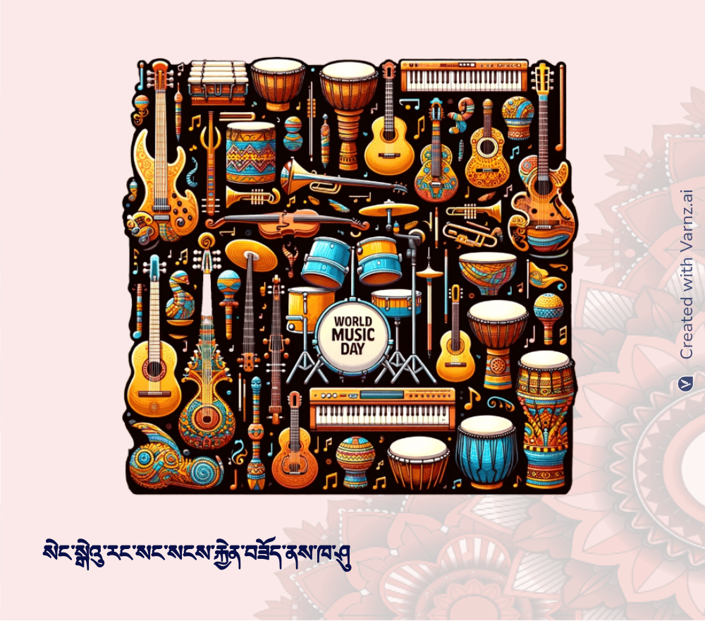 world music day greeting card in tibetan