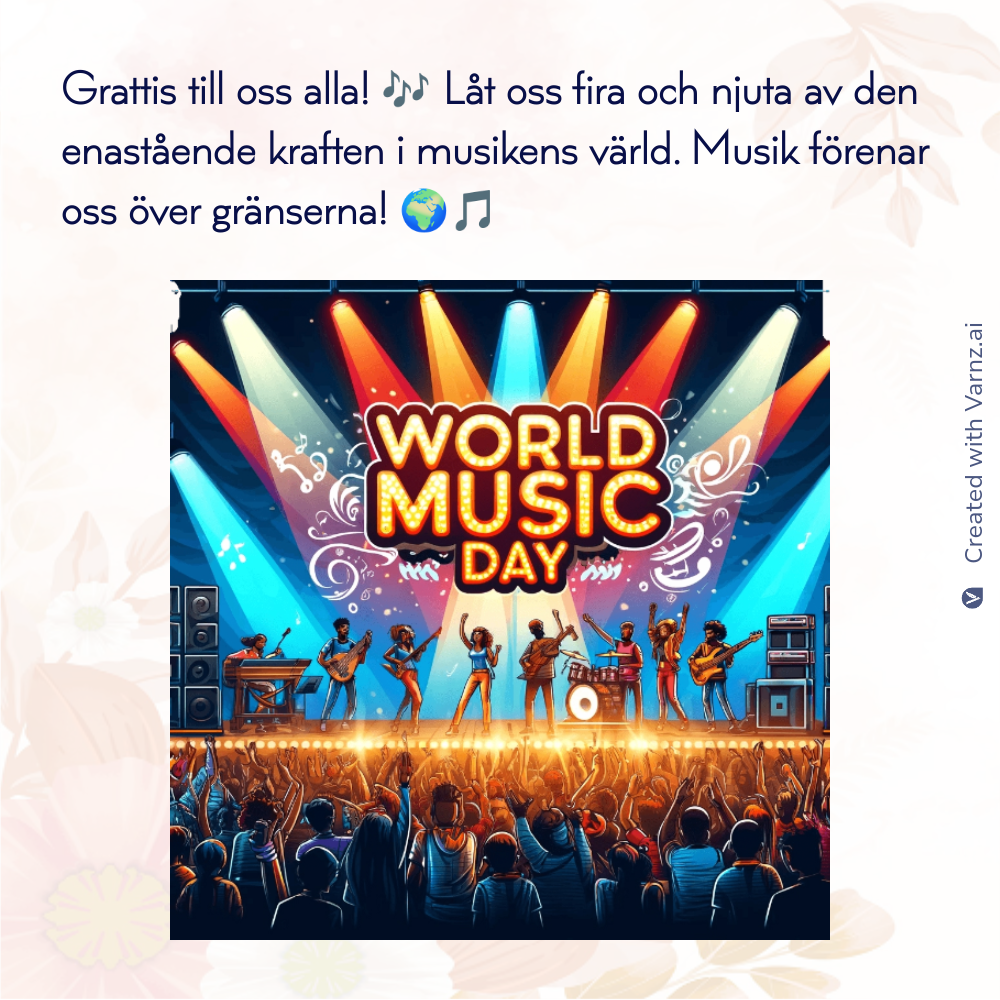 world music day greeting card in swedish