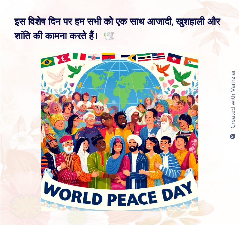 world peace day greeting card in hindi