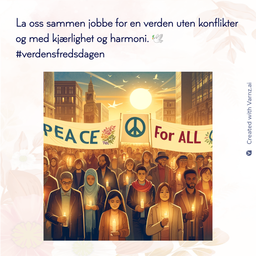 world peace day greeting card in norwegian