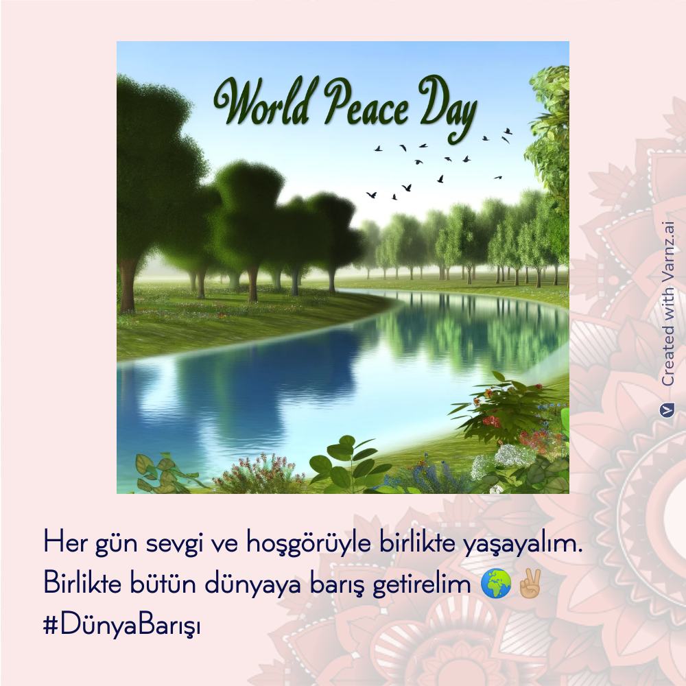 world peace day greeting card in turkish