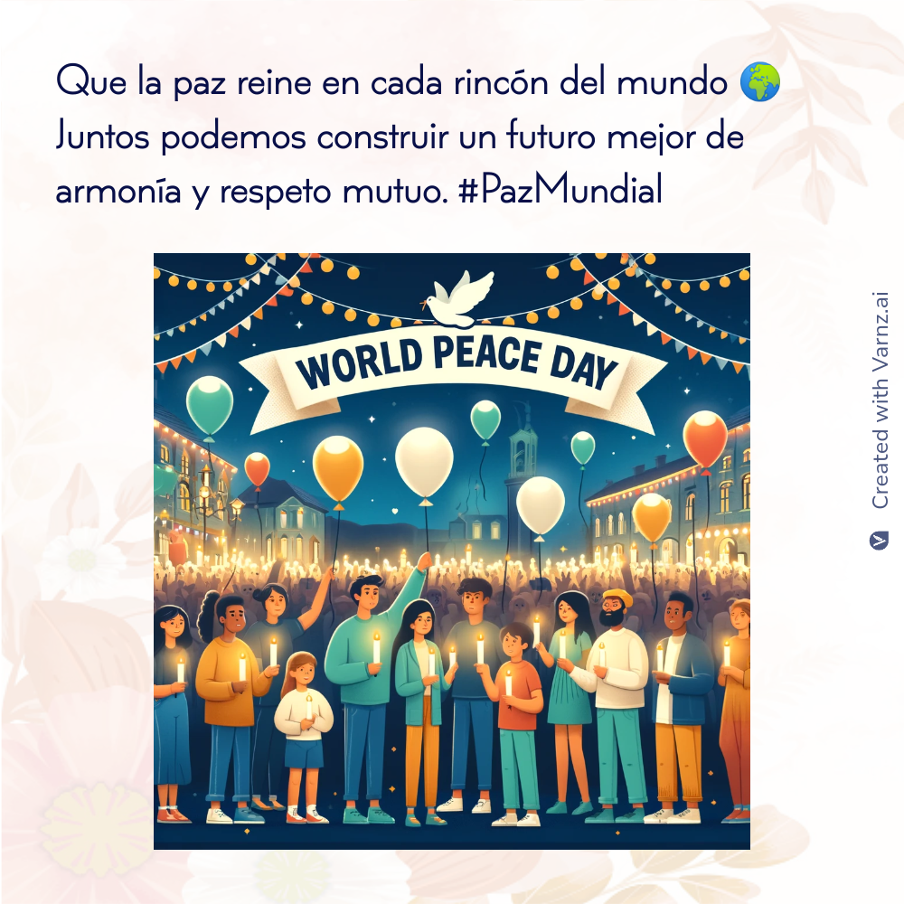 world peace day greeting card in spanish